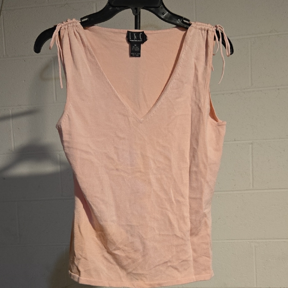 INC International Concepts Light Pink V-Neck Tank Top